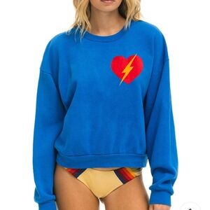 Blue Heart Lightning Sweatshirt Aviator nation xs unisex